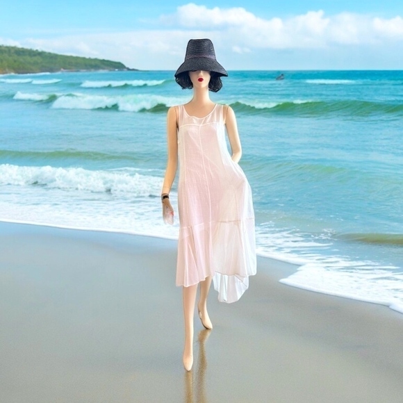 Anthropologie Leifsdottir Cloud White Cotton Sheer Maxi Dress Size S - Picture 3 of 9